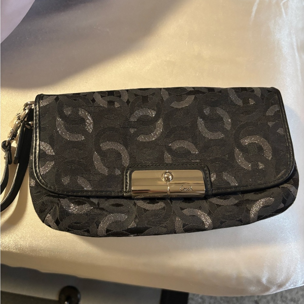 Coach Black and Silver Wristlet